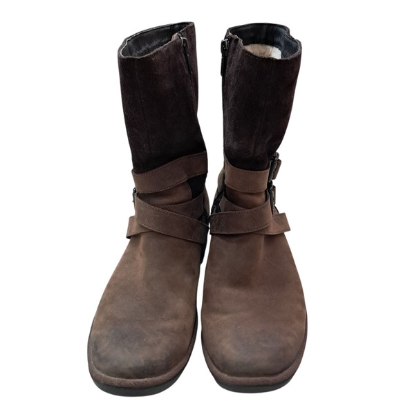UGG Lorna Boots Womens 8 Brown Leather Suede Shearling Lined Waterproof Outdoors - Picture 4 of 16